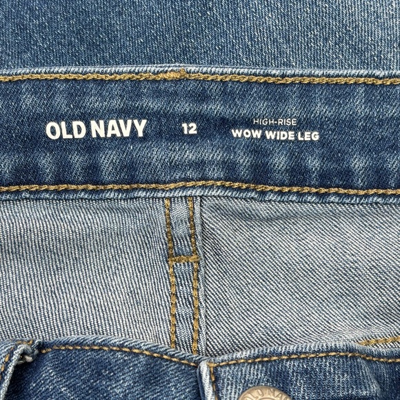 Old Navy Size 12 High Rise WOW Wide Leg Jeans Medium Wash Blue Denim “New Moon” - Picture 6 of 13
